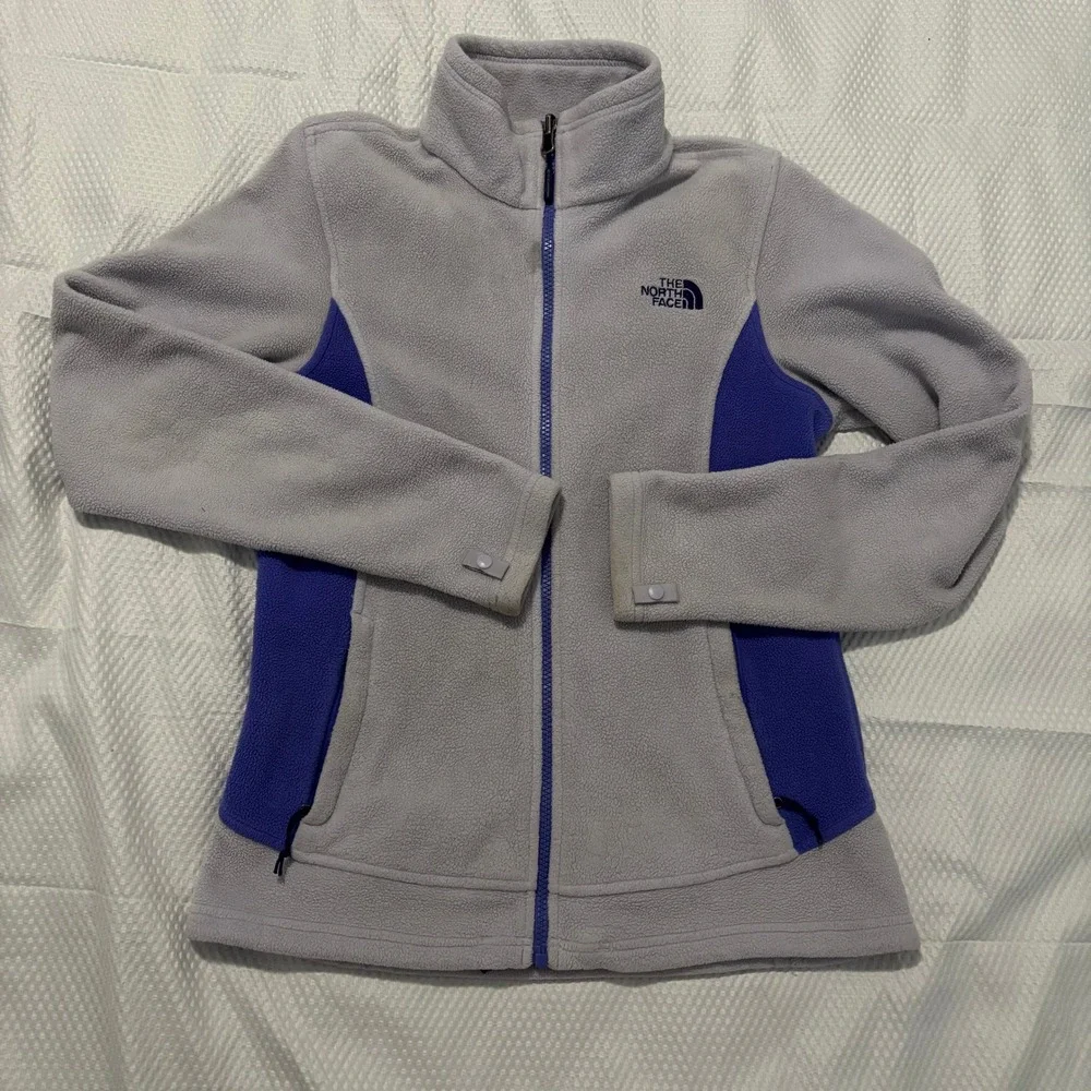 The‎ North Face Womens Full Zip Fleece Jacket Grey Purple Mock Neck NJ983488